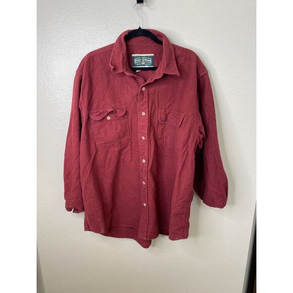 Field & Stream Mens Vintage Button-Up Flannel Shirt Red Long Sleeve - Picture 1 of 6